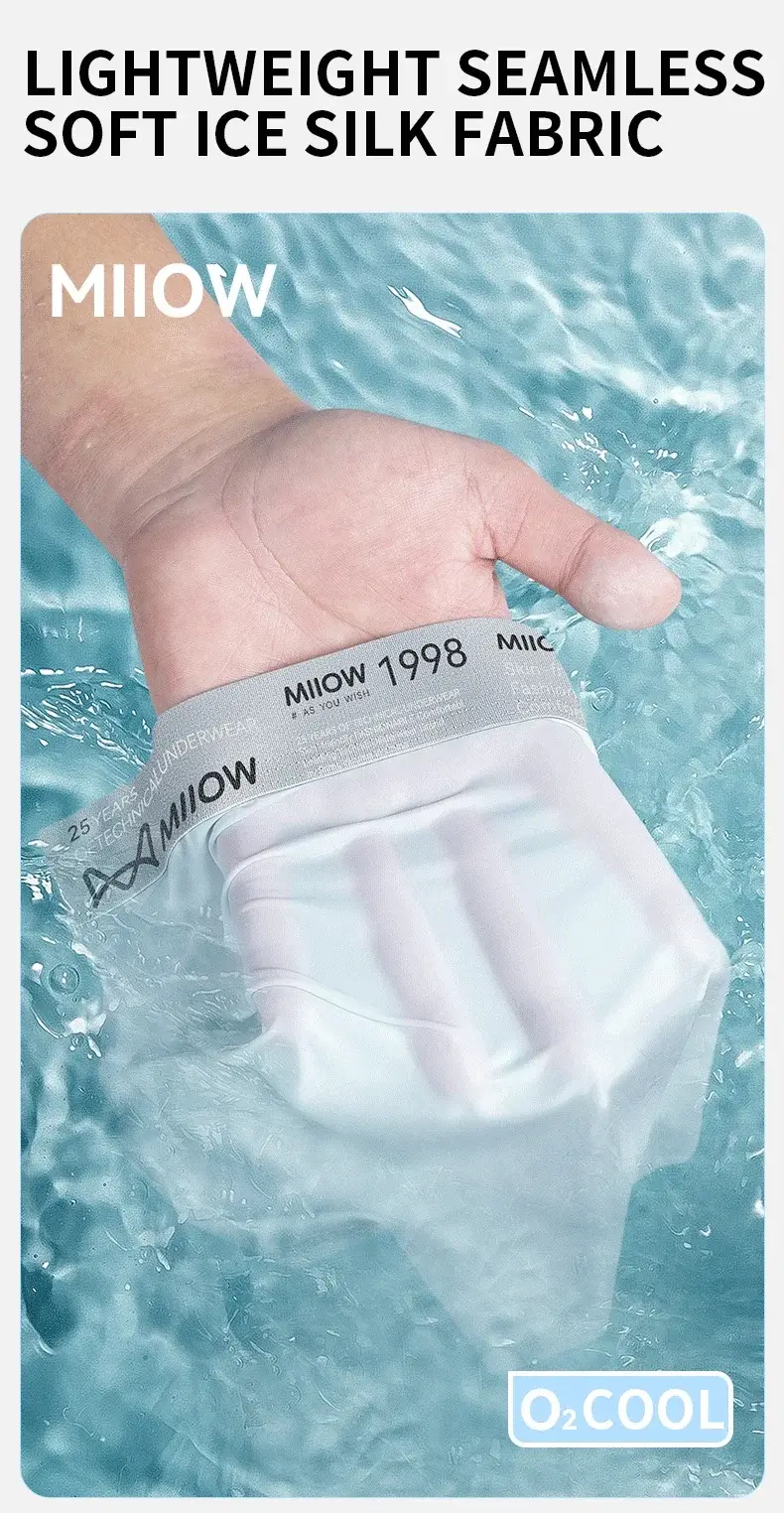 MiiOW 3Pcs Ice Silk Men Underwear Boxers Breathable Ultra-thin Mens Underpants Antibacterial Mens Panties Man Boxershorts Briefs — image 1