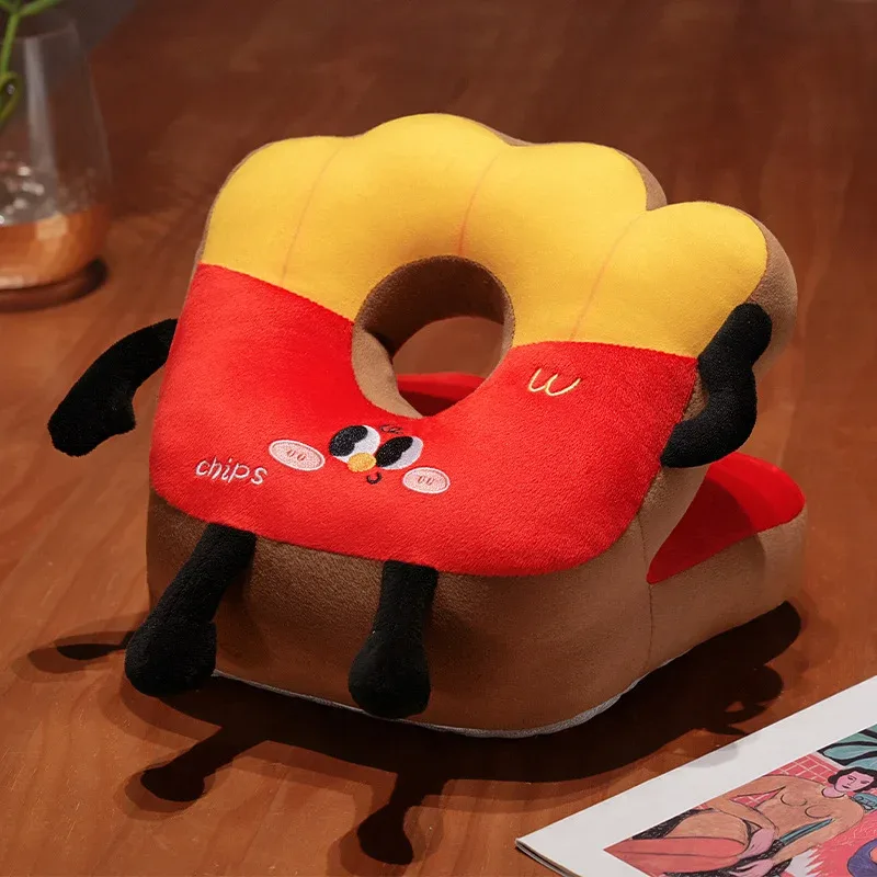 Hamburger Chips Plush Kawaii Sleeping Pillow Cartoon Cushion for Office Chair Waist Backrest Cushion Sofa Home Decor Kid Gifts — image 8
