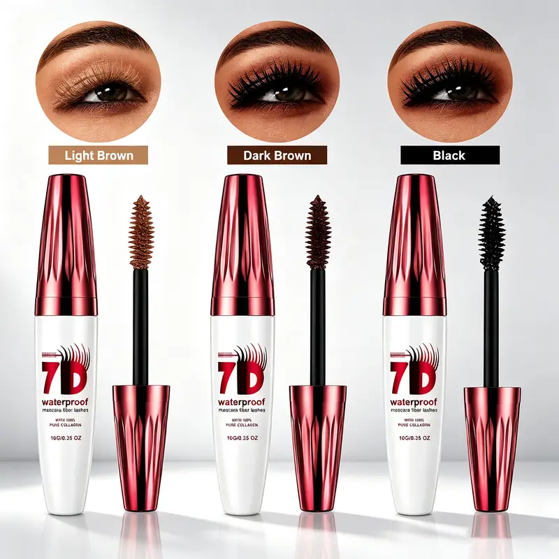 Mascara waterproof 7D a 3 colori, a lunga durata e volume modulabile, ciglia squisitamente complete, trucco occhi ispessente a prova di sbavature — image 4
