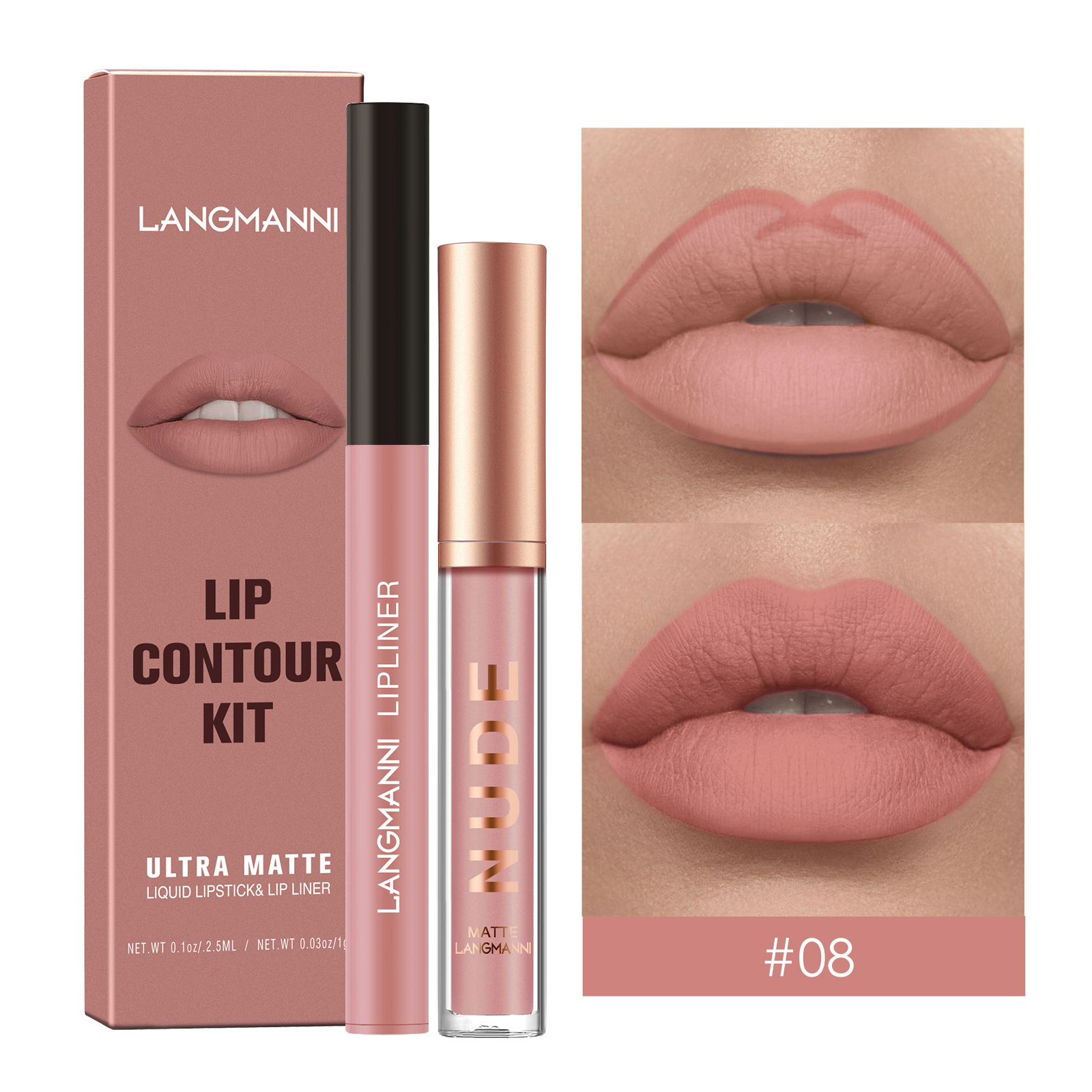 Waterproof Lasting Matte Velvet Lip Gloss Lip Liner Set 2pcs/set Lipliner Pen and Lip Gloss Combination Set Lips Contour Makeup — image 4