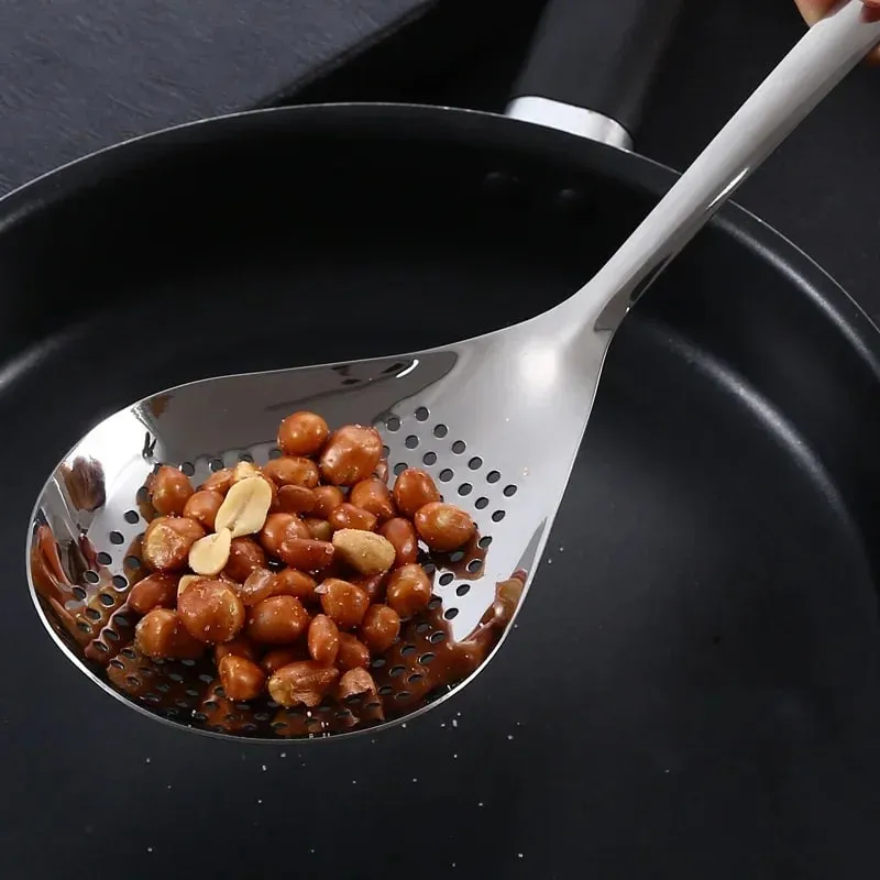 1 Stück großer, langlebiger Edelstahl-Sieb-Skimmer-Löffel, robuster Lebensmittel-Sieblöffel zum Braten und Kochen von Küchenutensilien — image 7