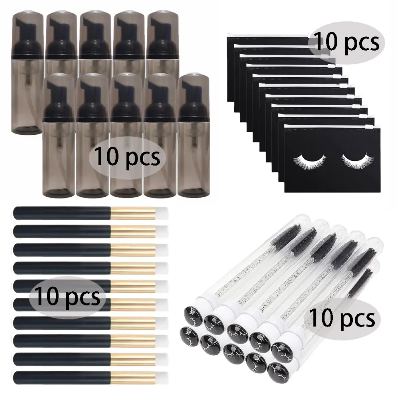 20/40Pcs 60ml Plastic Refillable Leakproof Empty Foam Pump Bottles Lash Shampoo Kit Travel Soap Dispenser Face Wash Makeup Tools