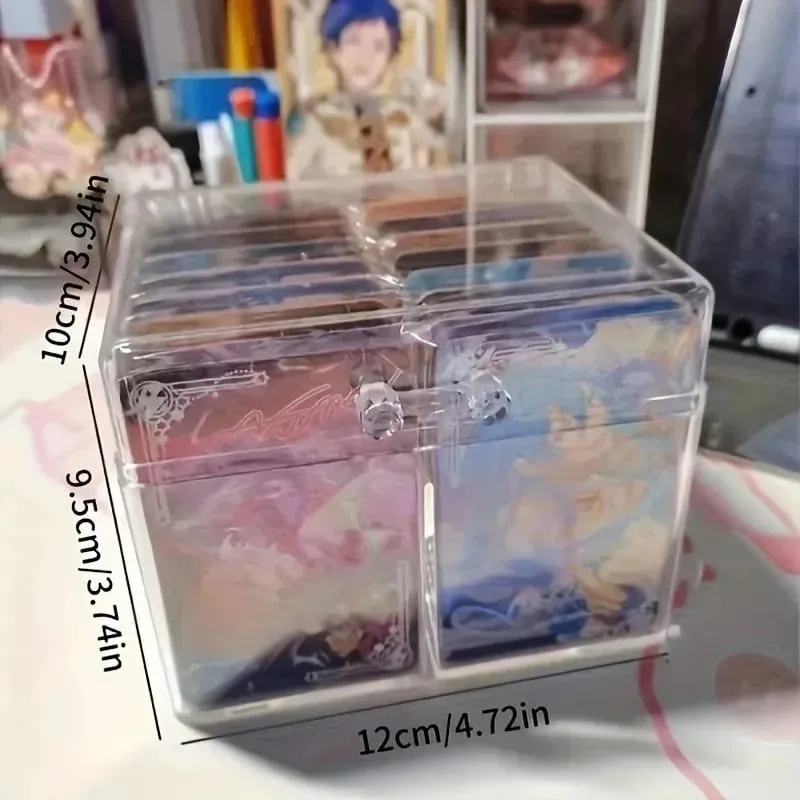 Clear Acrylic Card Organizer - Holds 400 Cards Dual Compartment Display Box for Postcards & Game Cards — image 2