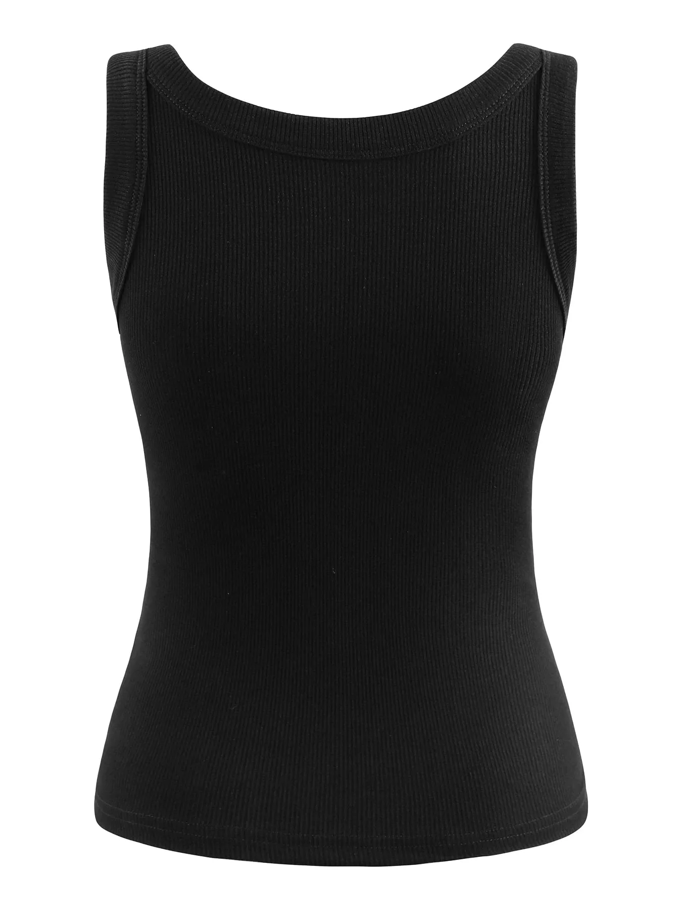 Y2K Canotte in cotone a costine Canotte da donna estive Slim O-Collo senza maniche Basic Gilet morbido e traspirante Canottiera sportiva da jogging quotidiana — image 3
