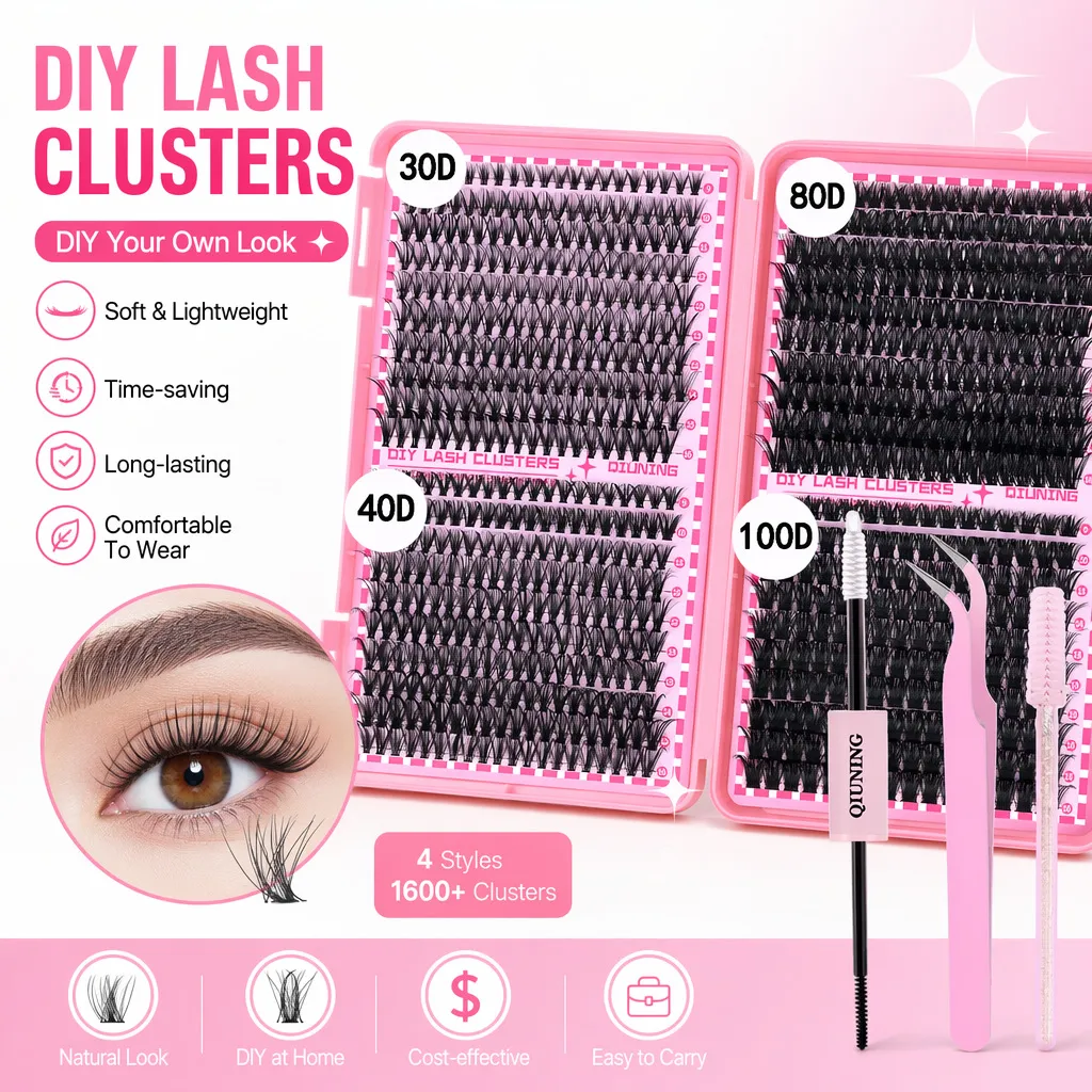800PCS Kit Sambungan Bulu Mata Kluster DIY Kit Sambungan Bulu Mata Kit Bulu Mata dengan Ikatan Bulu Mata dan Pinset Bulu Mata Kedap — image 4