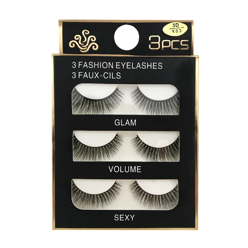 Faux Cils 3 paires de Faux Cils naturels longs en vison 3D, doux, moelleux, vaporeux, faits à la main, outils de maquillage pour les yeux, Maquiagem — image 12