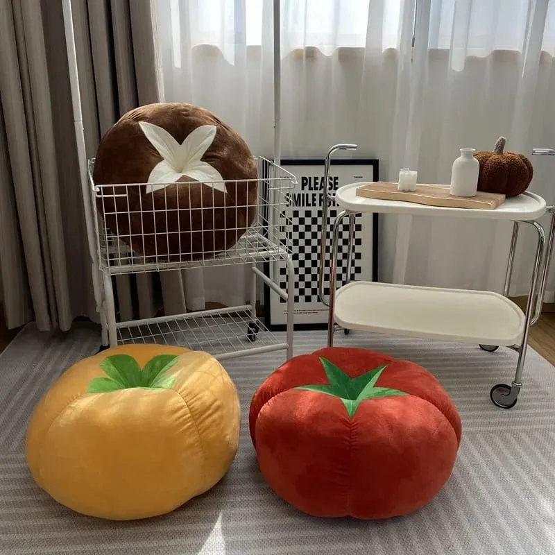 厚みのあるクッション トマト型枕 野菜 キノコ 柿 ラウンドクッションパッド 窓用シート枕 寝室用 — image 2