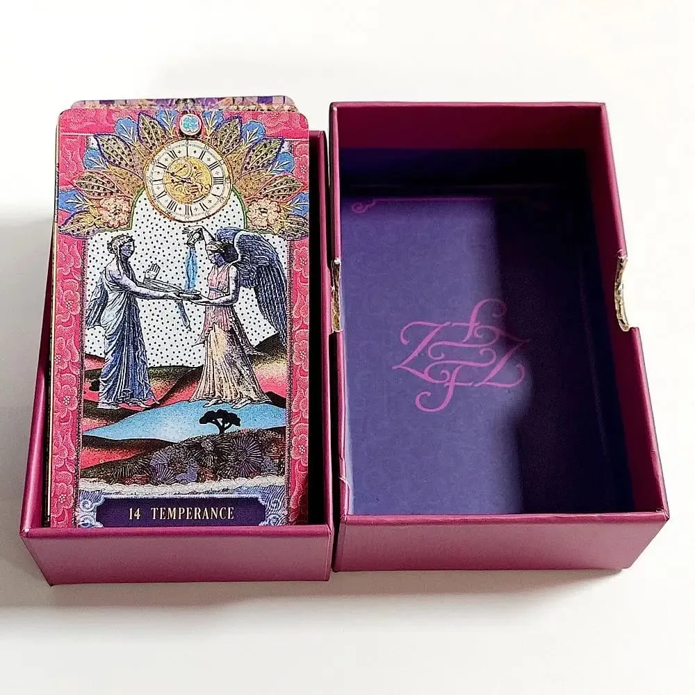 이중 양각 Zerner-Farber 타로 데크 78 Pcs 콜라주 아트 타로 카드 10.5*6cm 단단한 상자에 영적 점 도구 — image 3