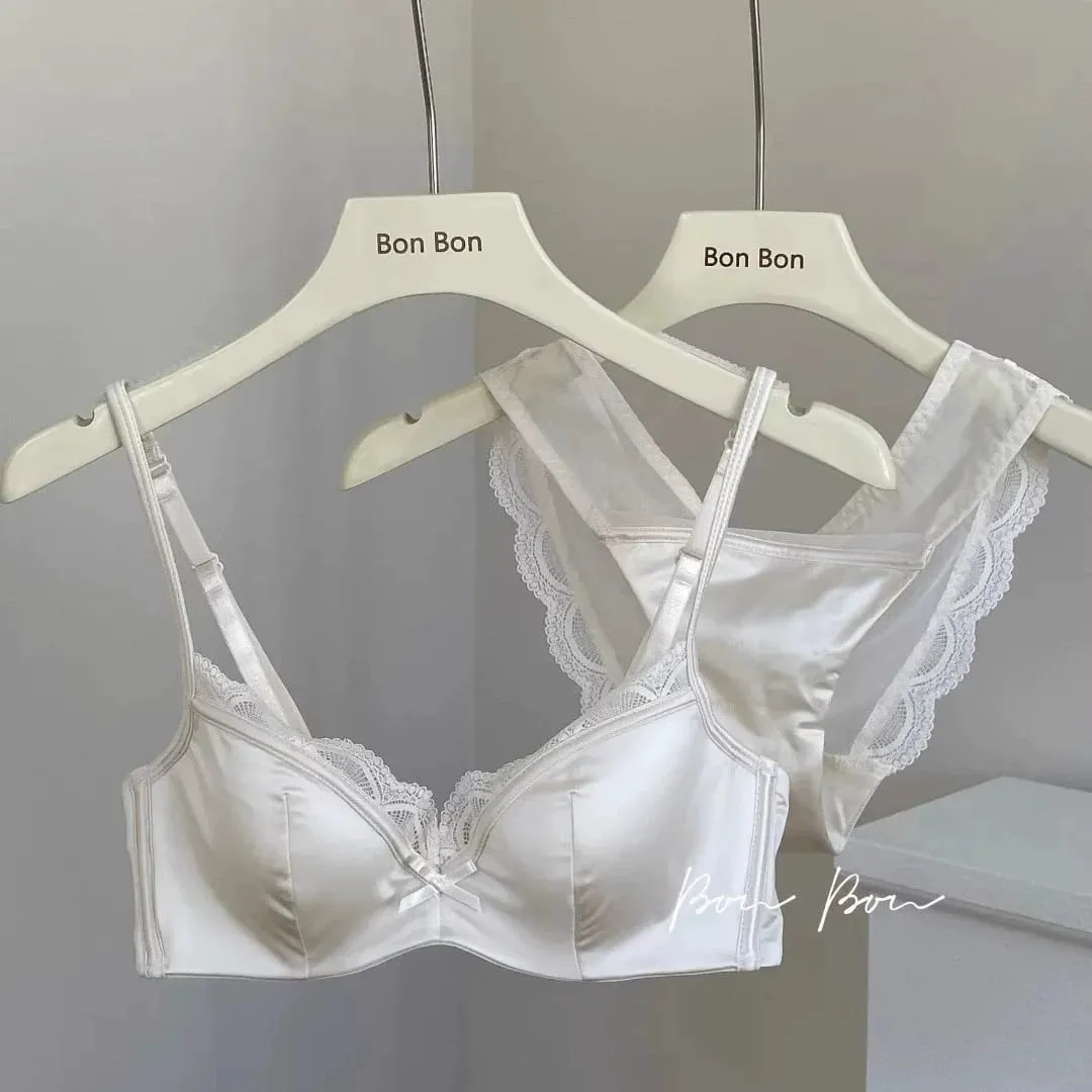 Intimo di pizzo francese femminile traspirante sezione sottile regolabile anti-cedimento confortevole pizzo sessuale seno piccolo reggiseno raccolto — image 1