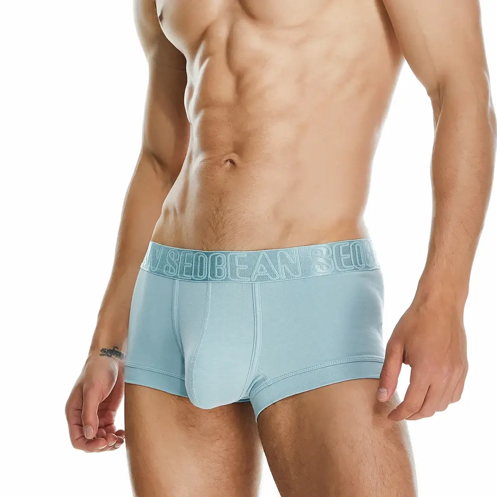 Boxer côtelé pour hommes avec pochette profilée 3D, ceinture élastique, tissu doux et extensible pour un confort décontracté, sous-vêtements — image 11