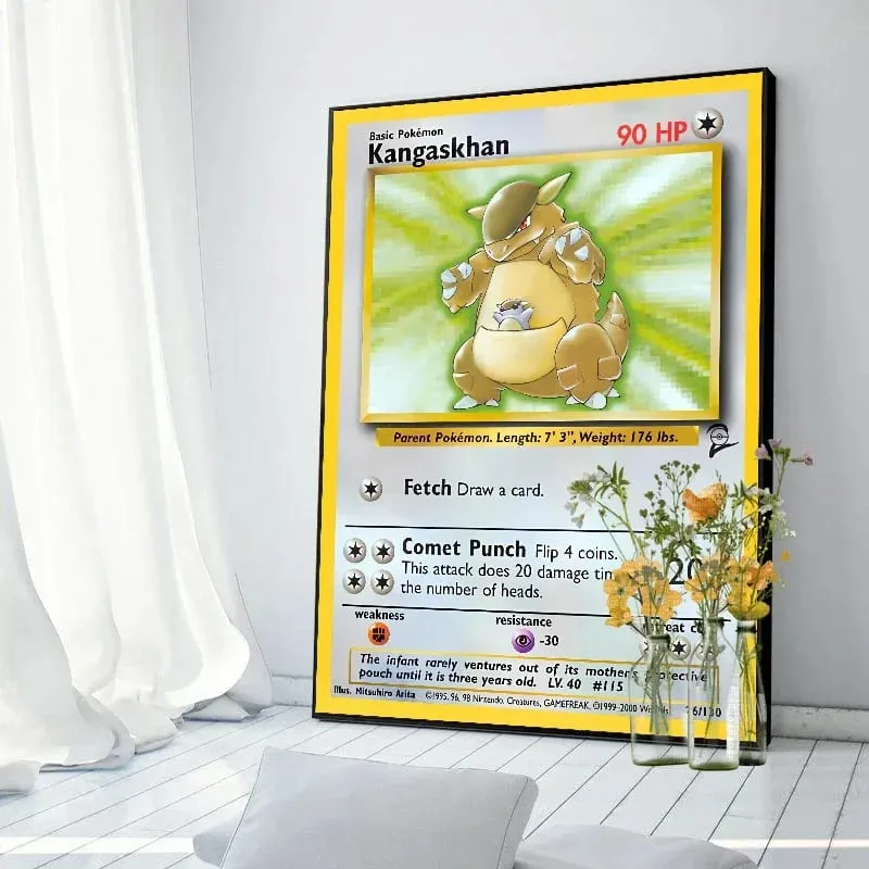 Pokemon Basis ชุด 1996 จาก Engels การ์ด Shining โปสเตอร์ภาพวาดผ้าใบพิมพ์สีน้ำ Wall Art ภาพตกแต่งบ้านของขวัญ