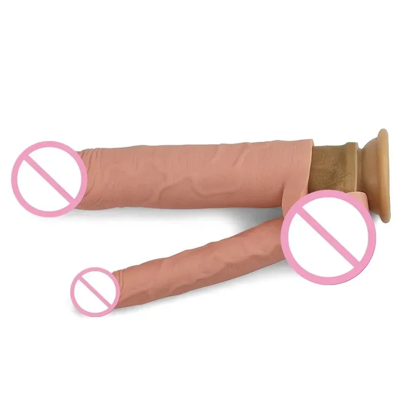 Dildo สมจริงอวัยวะเพศชาย Extender Sleeve ถุงยางอนามัยแบบใช้ซ้ำได้สอดใส่คู่ Plug Anal Dildo Intimate Goods เพศของเล่นสำหรับผู้ชาย — image 3