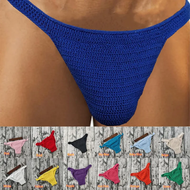 Chaud hommes femmes sous-vêtements respirants main Crochet taille basse Gstring natation bain de soleil string Sissy culottes Трусы Мужские — image 9