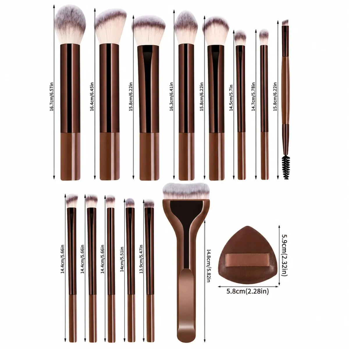 17Pcs Makeup Brush Set With Bag & 2Pcs Puff Foundation Powder Blush Eyeshadow Eyebrow Lip Brushes Travel Beauty Tools Gift — image 3