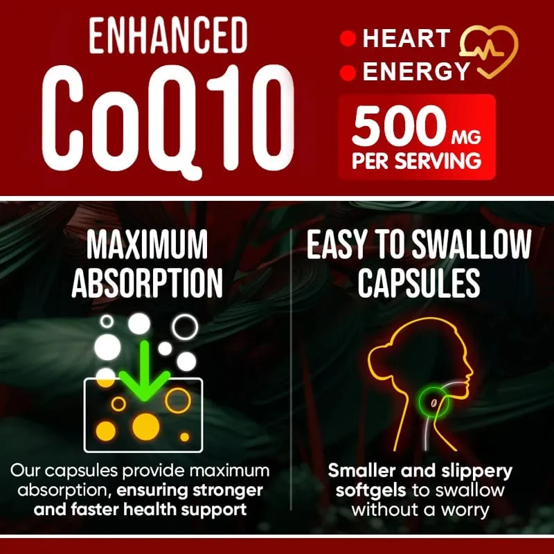 Yimiduk Premium CoQ10 500mg Supplement for Heart Function Fertility & Overall Cellular Vitality Skin Health & Immune Defense