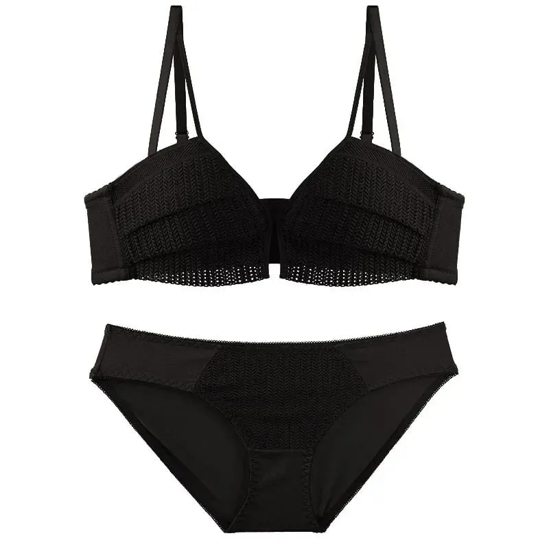 Lingerie Set Female Deep V Sexy Thick Wireless Seamless Push Up Comfort Bra And Panty Set Breathable Underwear For Women