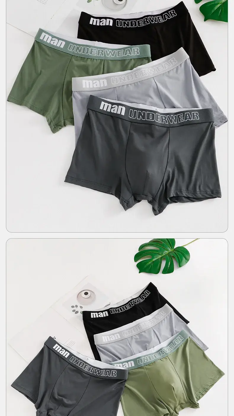 Man Underwear Fashion Solid Cotton Comfortable Breathable Boxers Men's Underpants Male Letter Printed Panties Shorts Lingerie — image 8