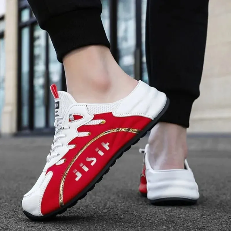 Baotou – pantoufles en maille respirante de grande taille 39-48, chaussures de loisirs en cuir de haute qualité pour hommes, baskets plates tendance Zapatos Hombre — image 6