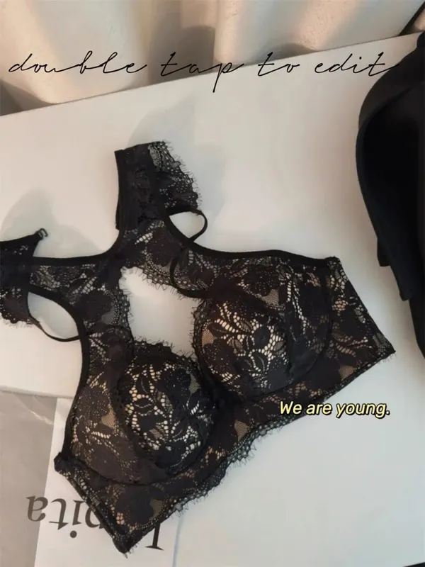 สเปนชุดชั้นในลูกไม้ชุด VS-แรงบันดาลใจ Halter Bra หน้าอกขนาดเล็ก Anti-Droop Slimming สนับสนุน PURE Winter Comfort Bralette