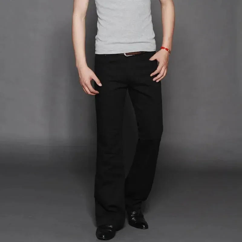 Jeans svasati in denim Pantaloni da uomo in denim con taglio a stivale Comodi pantaloni neri blu casual larghi leggermente sottili classici per bootcut maschile — image 12