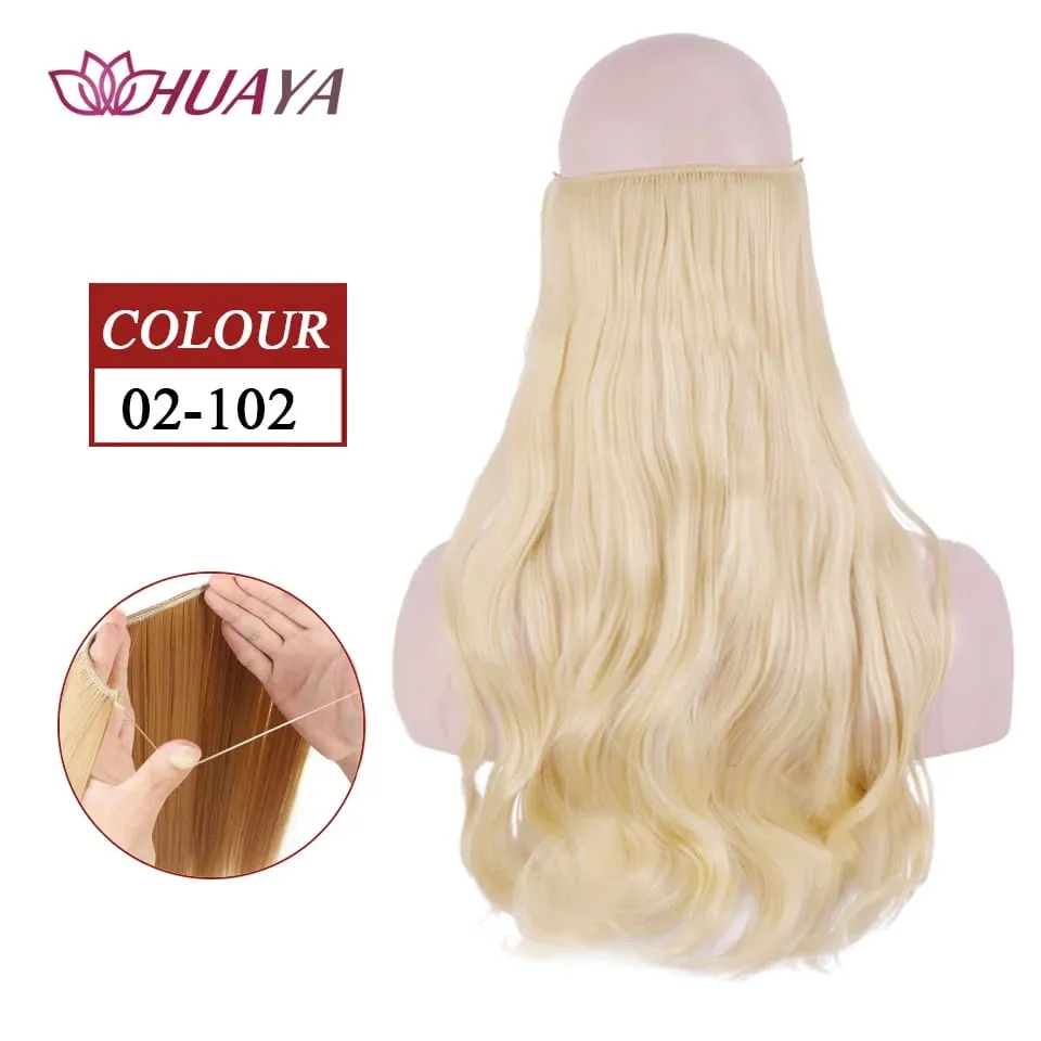 Filo invisibile sintetico lungo rettilineo senza clip nelle estensioni dei capelli Pezzi di capelli finti Linea di pesce segreta Posticci per le donne — image 25