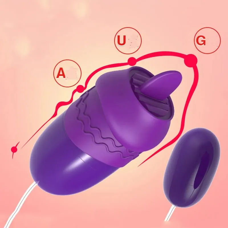 Dua Bola Vibrator Lidah Jilat Bergetar Lompat Telur Perangsang Kelentit Produk Dewasa Mainan Seks Untuk Wanita Melancap Wanita — image 3