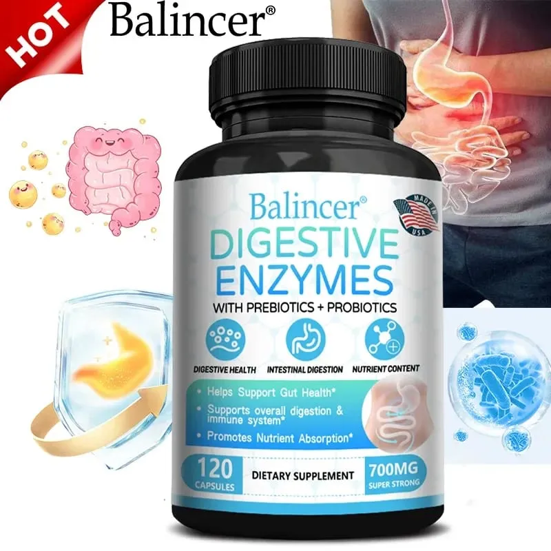 Cápsulas probióticas de enzimas digestivas orgánicas, nutrición prebiótica, digestión y salud intestinal, inmunidad adecuada para adultos y hombres — image 1