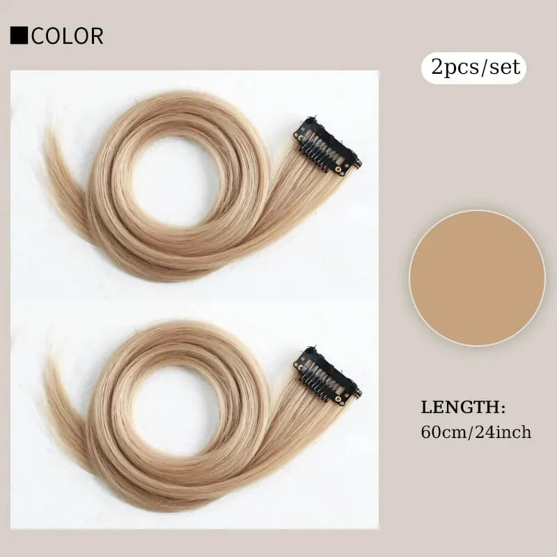 Extensions de cheveux à clips colorés, 2 pièces/ensemble, mèches de fête, 24 pouces, longues et lisses, postiche pour Halloween, vêtements de noël — image 11