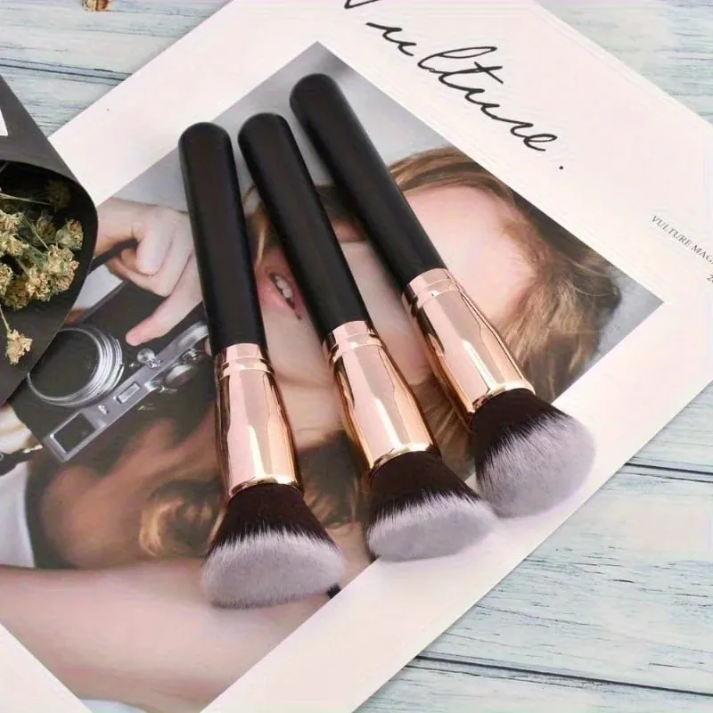 3ks profesionální sada štětců na make-up se štětci na tvářenku a oční stíny - Soft Nylon Bistles Portable Travel-Friendly Co — image 3