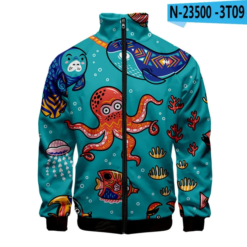 Popular Marine animals dolphin 3D Print Zipper Raglan Jacket Windbreaker Boys/Girls Comfortable Stand Collar Jackets Coats — image 37
