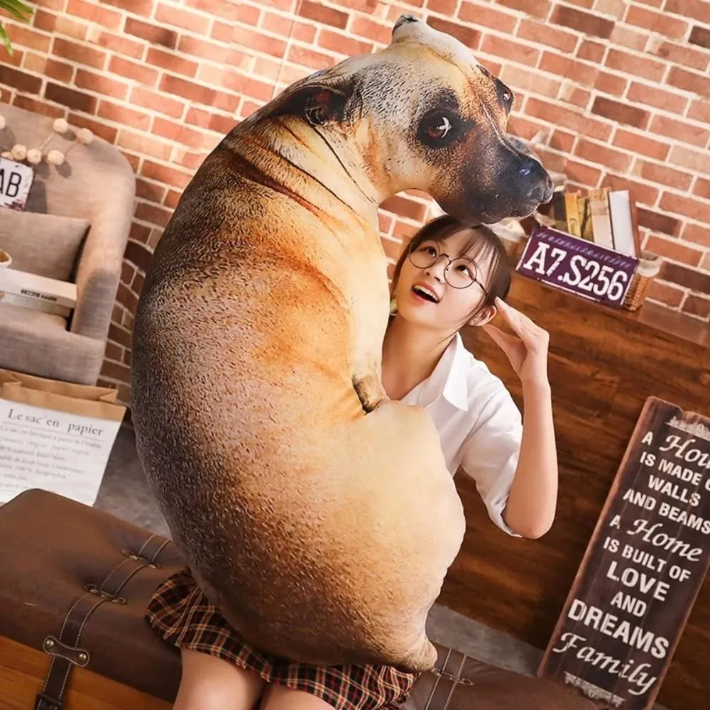Doux réaliste Animal jeter oreiller chien en peluche créatif coussin 3D chien oreiller bureau jouet 3D réaliste Animal chien jeter oreiller — image 5
