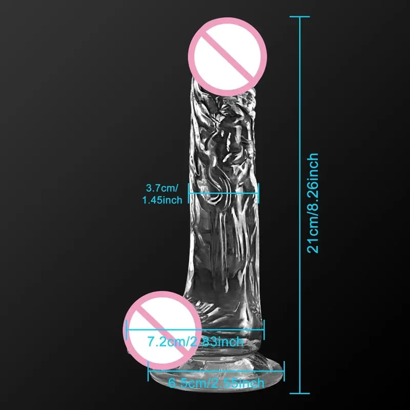 4 tailles Transparent gelée douce gode réaliste fausse bite pénis ventouse godemichet Anal jouets sexuels pour femme hommes vagin Anal jouets sexuels — image 8