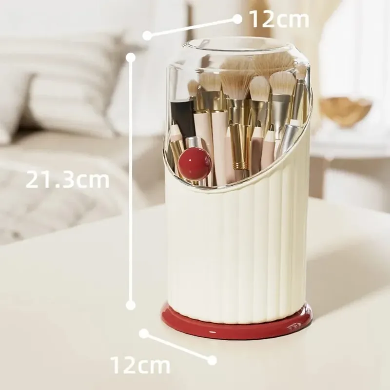 Úložný box na štětce na make-up Velkokapacitní držák štětců na make-up s průhledným víčkem Prachotěsné kosmetické nástroje Organizér na rtěnky na obočí