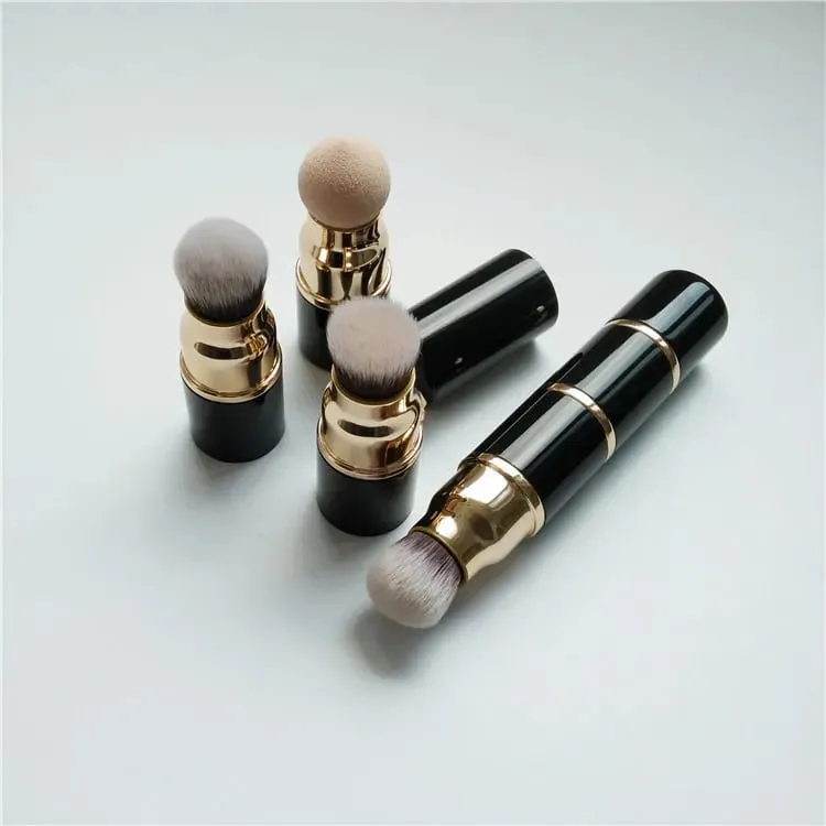 3-in-1 Mini ชุดแปรงแต่งหน้าแบบพกพาที่ถอดออกได้พร้อมฝาครอบกันฝุ่นสำหรับ Foundation Powder Blush และหัวฟองน้ำ make Up Tools — image 3