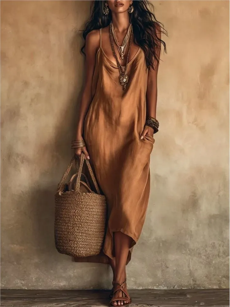 2026 Dresses For Woman New Swing Collar Vestidos Solid Color Sleeveless Suspender Temperament Dress Elegante Comfortable Trendy — image 1