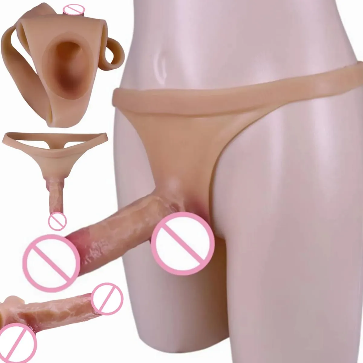 Nowe silikonowe stałe, puste Dildo z stringami nakładka na penisa nakładka na penisa wysoka elastyczność Cock Extender T-Back dla dorosłych 18+ męska zabawka erotyczna — image 6