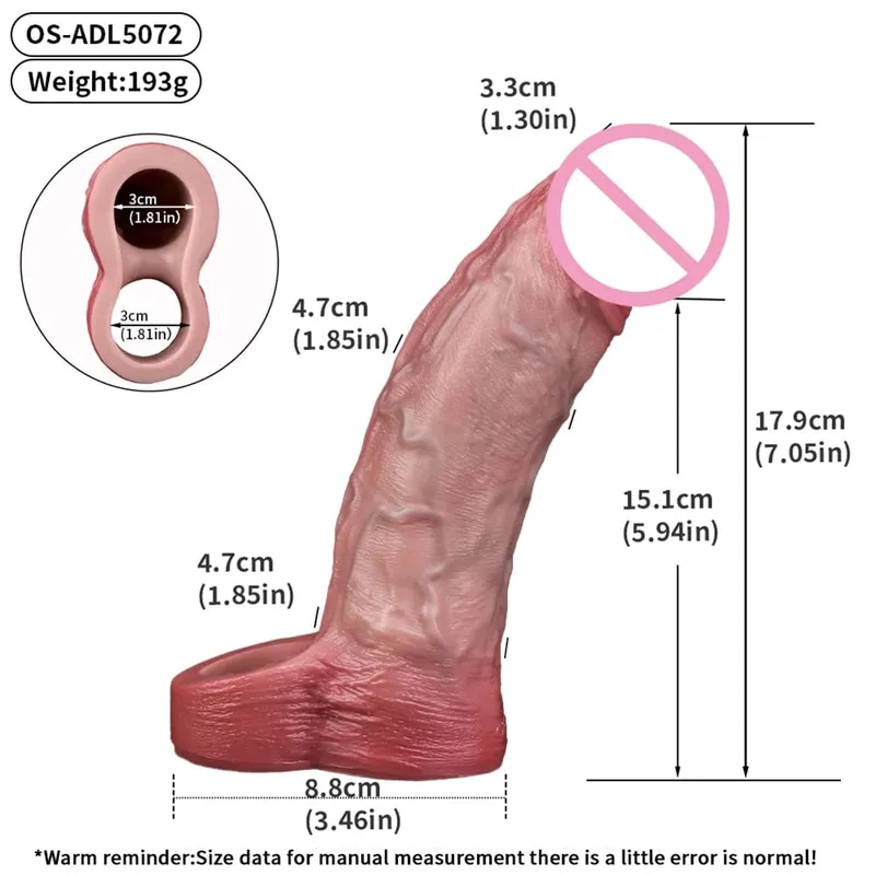 Reusable Penis Sleeve with Realistic Closed Head And Cock Ring Dick Enlargement Comdom Delay Ejaculation Sex Toys for Men — image 13
