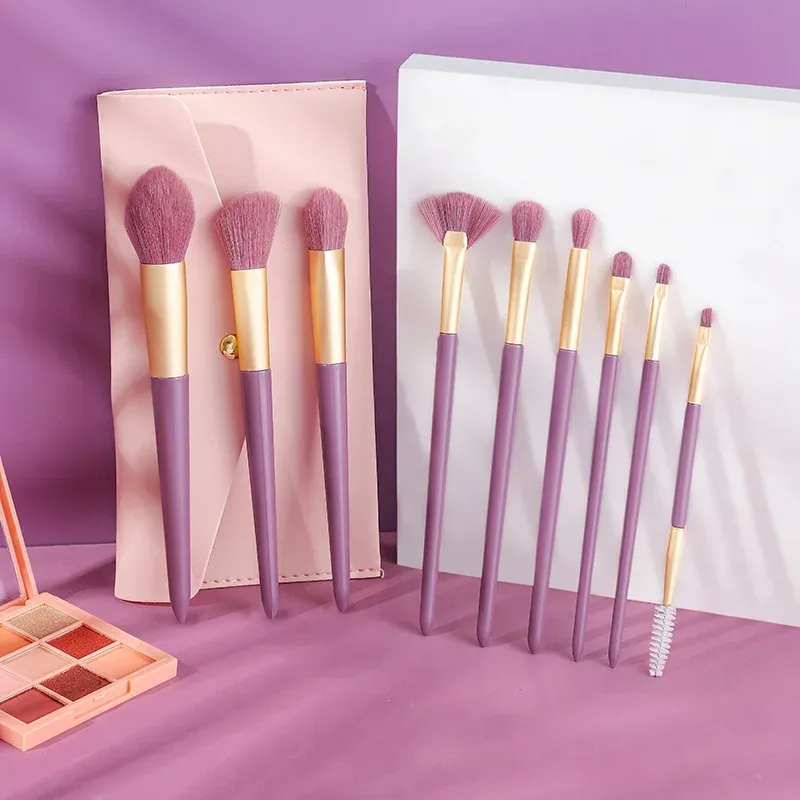 5-10Pcs Purple Makeup Brushes Set with Storage Bag Eye Shadow Powder Foundation Sculpting Highlighter Eyebrow Brush Professional — image 6