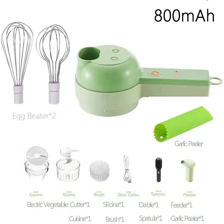 4 合 1 手持式電動切菜機無線食品加工機蔬菜切片機套裝辣椒蒜泥切碎烹飪小工具 — image 12