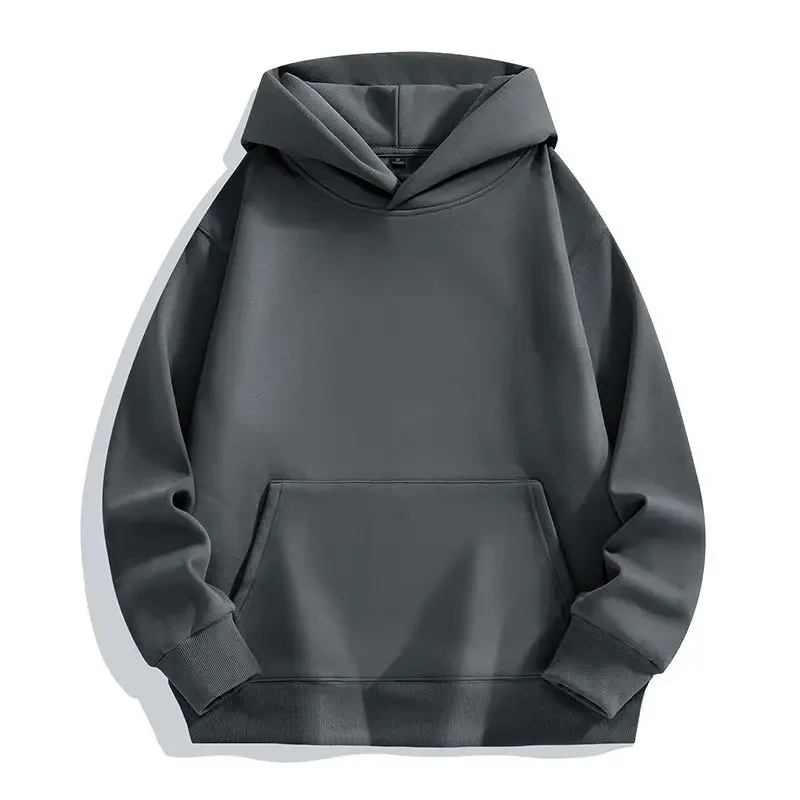 480GSMฤดูหนาวผู้ชายผ้าฝ้าย100% ขนาดใหญ่Hoodiesไม่มีลำลองStreetwearสปอร์ตHooded Sweatshirts HeavyขนแกะPullovers