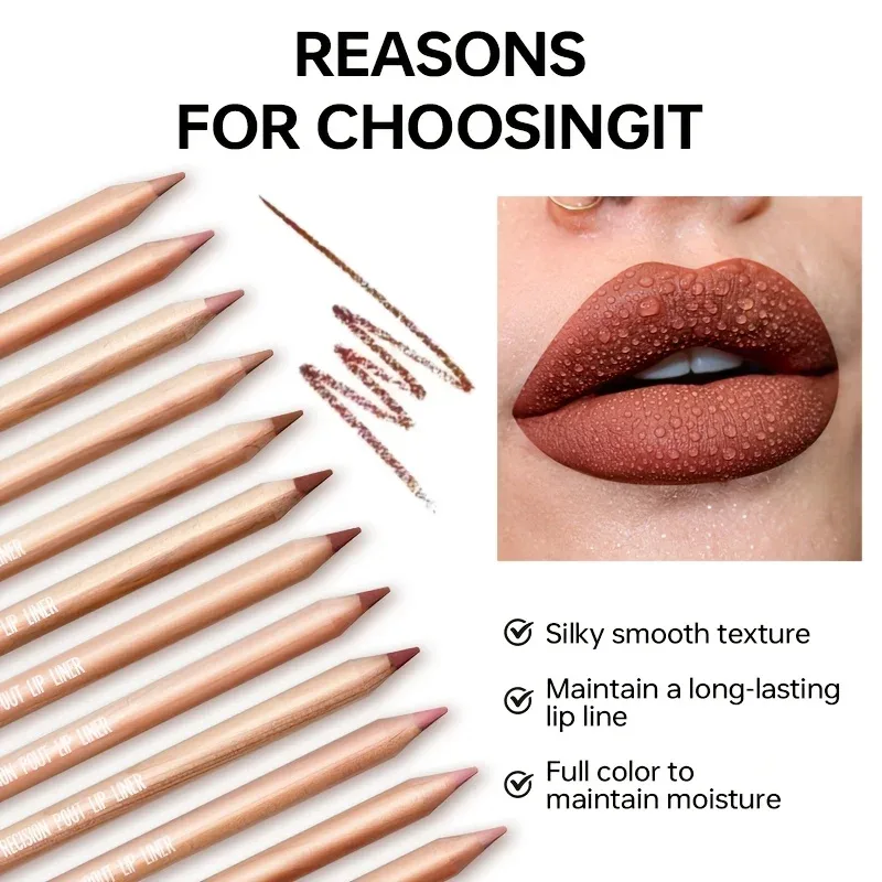Matte Lip Liner Pencil Nude Long-Lasting Waterproof Smudge-Proof Precise Outline Smooth Creamy Formula — image 4