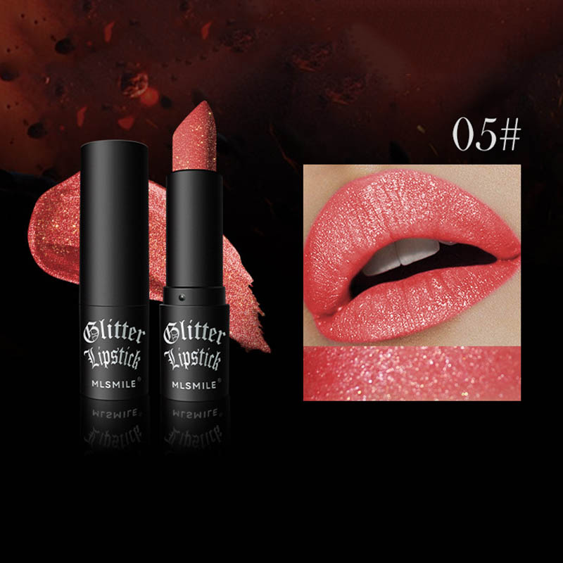 Rossetto glitterato 6 colori Impermeabile a lunga durata Diamante Rossetto metallizzato perlescente Lucidalabbra nero Labbra da donna Trucco cosmetico — image 11