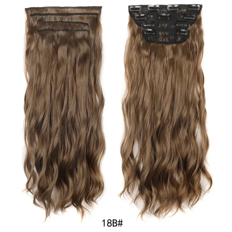 Jeedou pince dans les Extensions de cheveux 4 pièce/ensemble synthétique longs ondulés cheveux épais rebondissant bouclés pleine tête postiche aspect naturel — image 11