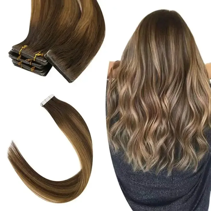[12 เดือน] ที่มองไม่เห็นเทปฉีดต่อผม Virgin Hair สีขาวสีบลอนด์ 10A คุณภาพ Long Uselife