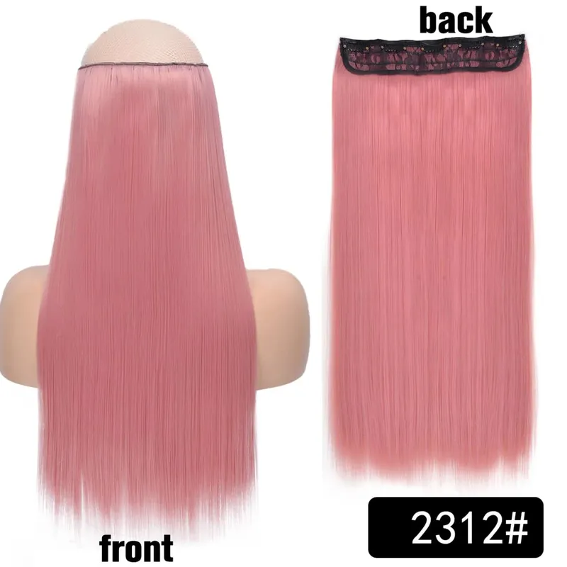 Long Straight Curly One Piece 5clips Clip-in Extensions 22Inch Heat Resistant Hairstyles Colour Mix Blonde Hair Piece For Women — image 62