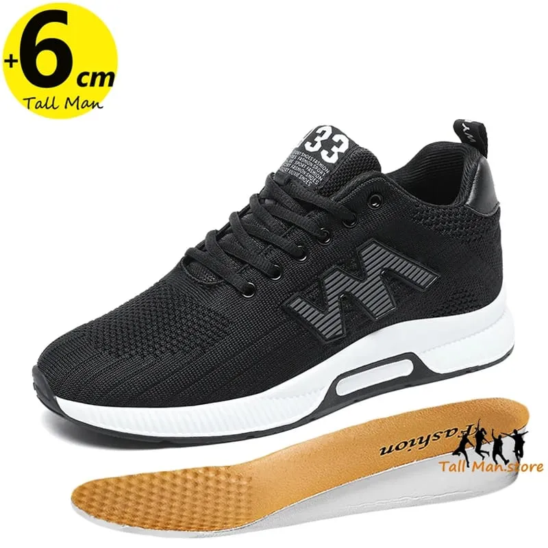 Klobige Turnschuhe für Herren, Aufzug, Höhenerhöhung, Einlegesohle, 6 cm, Sport, Übergröße 37–46