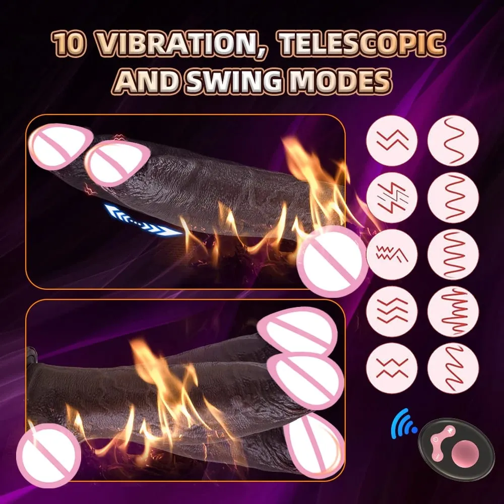 Vibrador realista telescópico homem pau empurrando vibratório pênis grande galo girando brinquedo sexual para mulher realista pênis vibrador — image 4