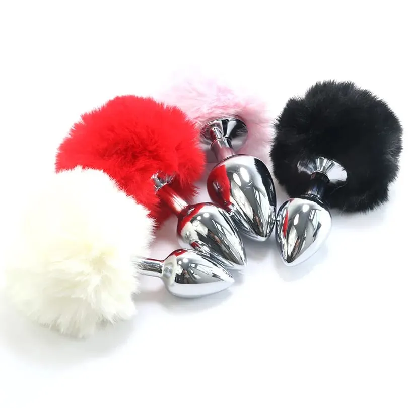 Metallo Peluche Coda di coniglio Tappi anali Massaggiatore prostatico Butt Plug Orecchio di coniglio BDSM Cosplay Giocattoli erotici del sesso per le donne Adulti Gioco del sesso