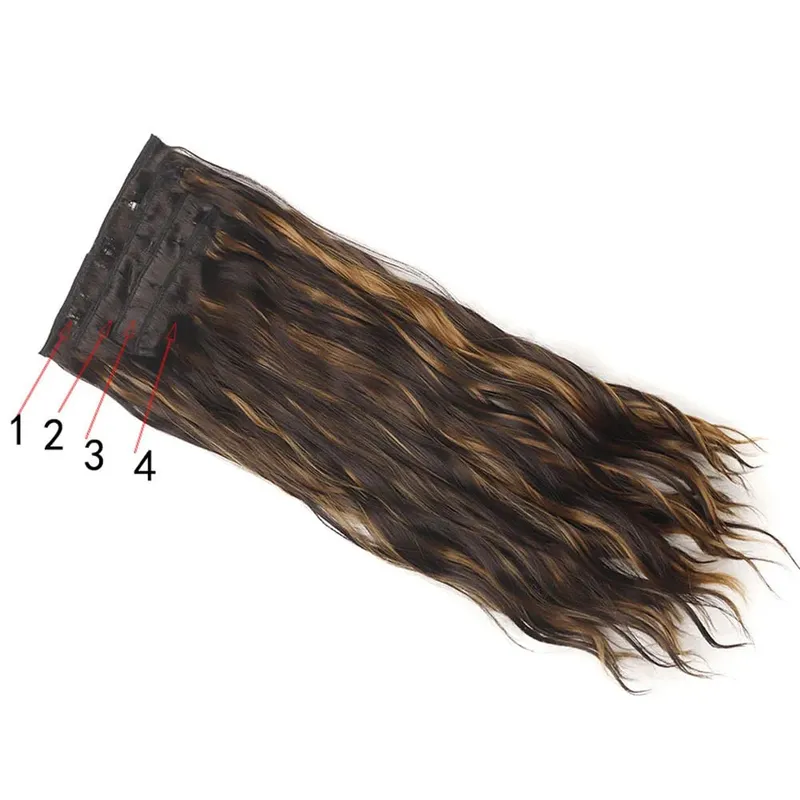 Jeedou Synthetic 4 Teile/satz Clip-in Strand Wellige Haarverlängerungen Lange Bouncy Lockige Haarteile Schwarz Braun Farbe für Frauen — image 3