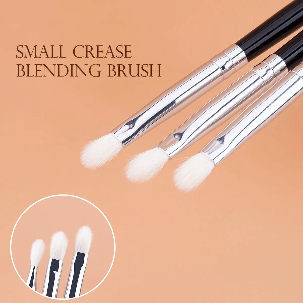 แปรงอายแชโดว์ผสมผมแพะ 100% ขนาดเล็ก Crease Blending แปรงแต่งหน้าที่แม่นยำ Eye Shadow Blending เครื่องมือแต่งหน้า — image 2